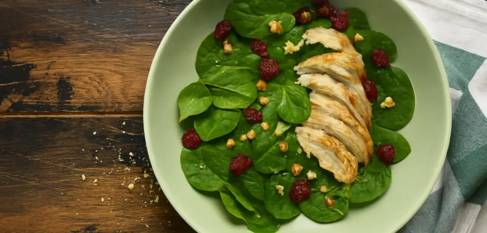 BABY SPINACH, CHICKEN, WALNUT & CRANBERRY SALAD