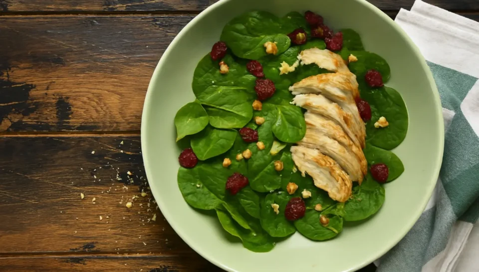 BABY SPINACH, CHICKEN, WALNUT & CRANBERRY SALAD