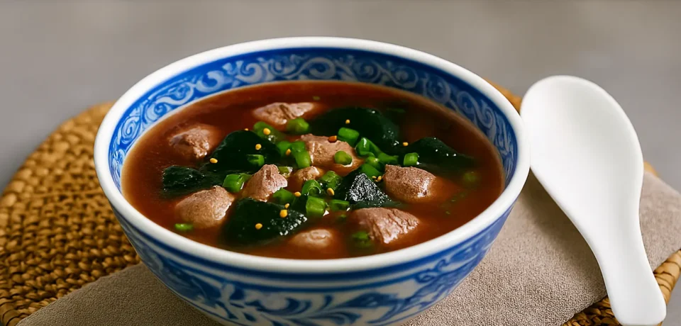 Cranberry Miso Soup with Beef and Wakame