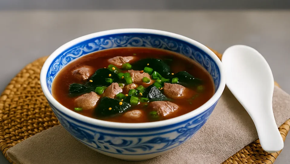 Cranberry Miso Soup with Beef and Wakame
