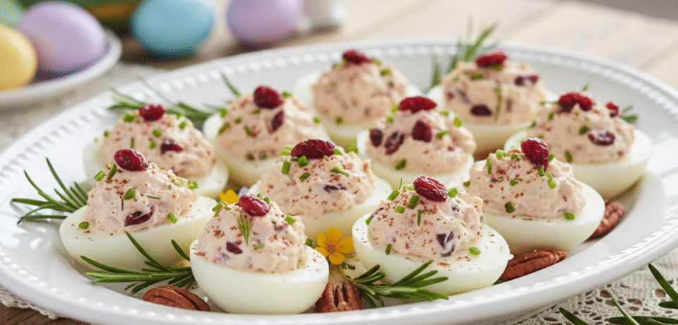 Deviled Eggs with Cranberry & Herbs