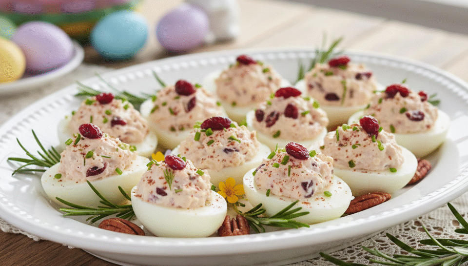 Deviled Eggs with Cranberry & Herbs