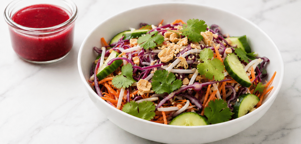 Asian Crunch Salad with Cranberry Juice Dressing