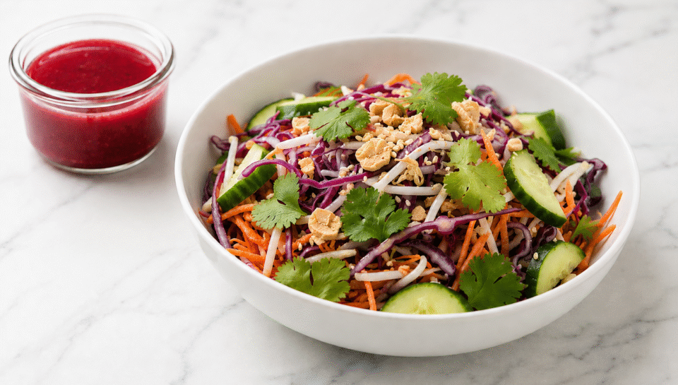 Asian Crunch Salad with Cranberry Juice Dressing