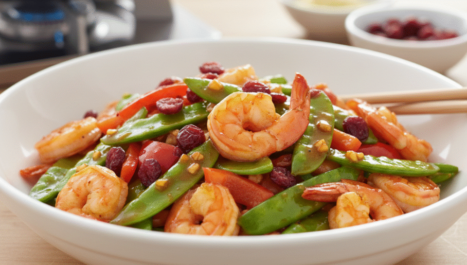 Sweet-Spicy Prawn & Snow Peas Stir-Fry