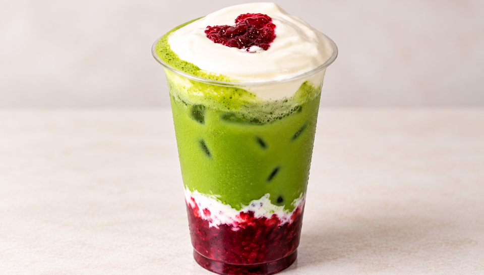 Layered Berry Matcha Cream Drink